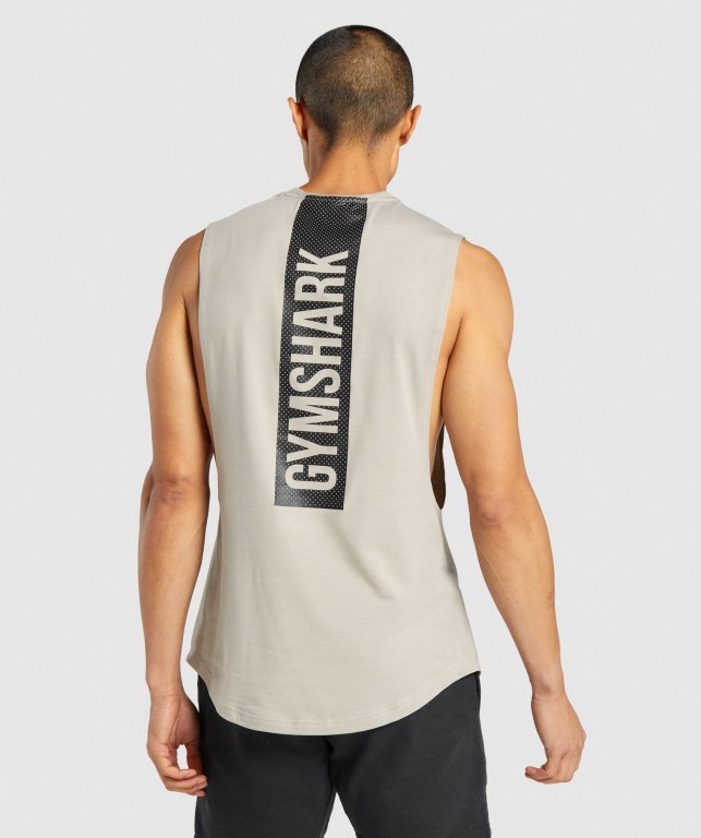 Grey Gymshark Bold Drop Arm Men's Tank Tops | US-94MAHFP