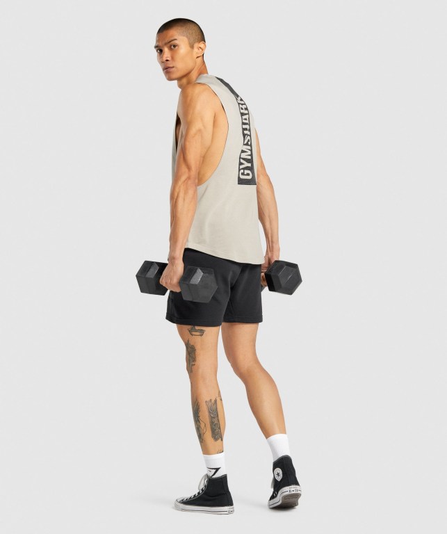 Grey Gymshark Bold Drop Arm Men's Tank Tops | US-94MAHFP