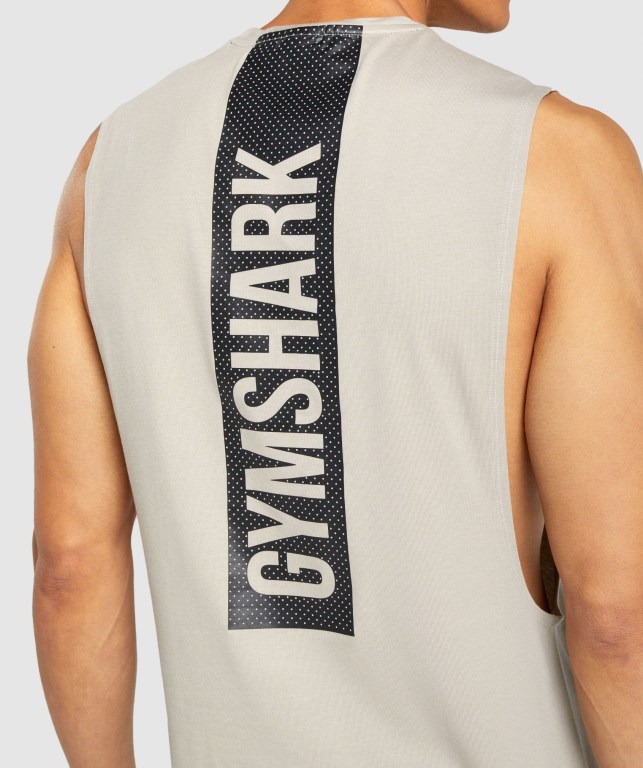 Grey Gymshark Bold Drop Arm Men's Tank Tops | US-94MAHFP