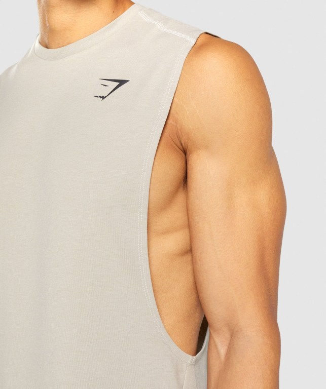 Grey Gymshark Bold Drop Arm Men's Tank Tops | US-94MAHFP