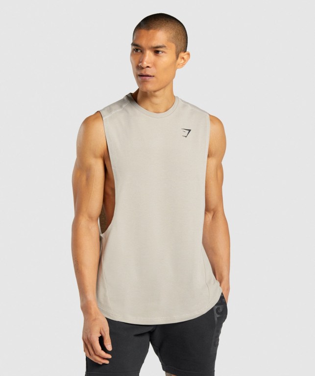 Grey Gymshark Bold Drop Arm Men\'s Tank Tops | US-94MAHFP