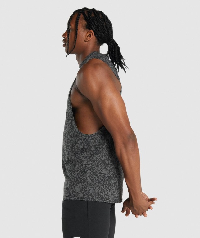 Grey Gymshark Critical 2.0 Drop Arm Men's Tank Tops | US-91BCGFY