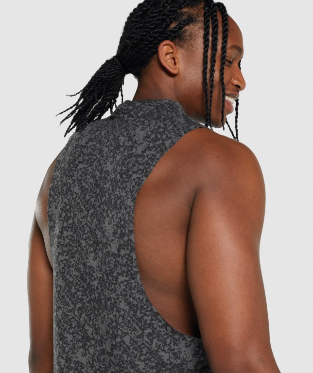 Grey Gymshark Critical 2.0 Drop Arm Men's Tank Tops | US-91BCGFY