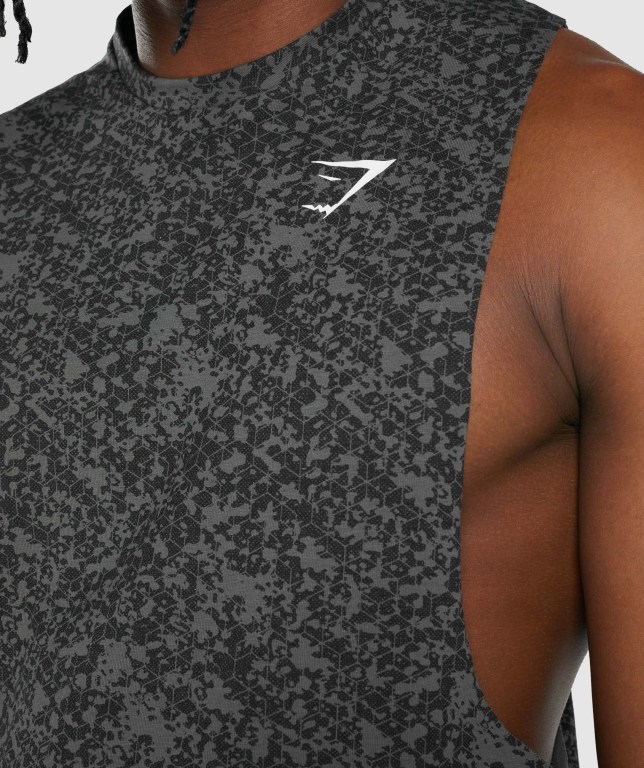 Grey Gymshark Critical 2.0 Drop Arm Men's Tank Tops | US-91BCGFY