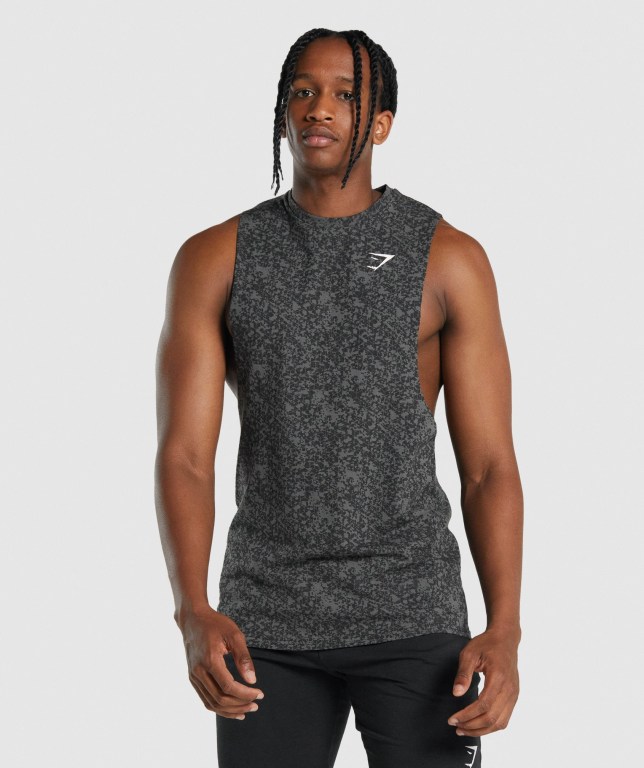 Grey Gymshark Critical 2.0 Drop Arm Men\'s Tank Tops | US-91BCGFY