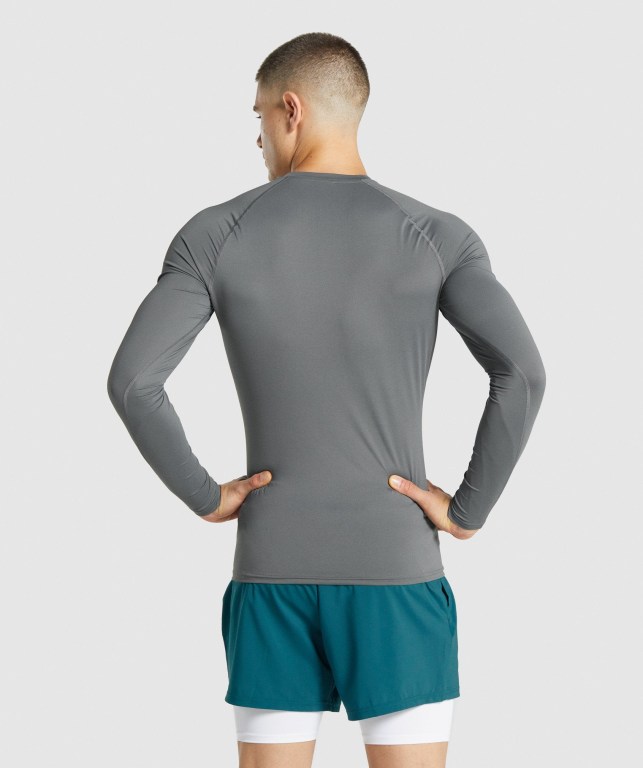 Grey Gymshark Element Baselayer Men's T Shirts | US-19OFVUA