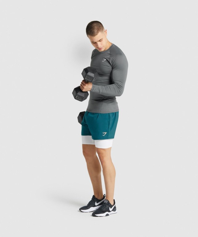 Grey Gymshark Element Baselayer Men's T Shirts | US-19OFVUA