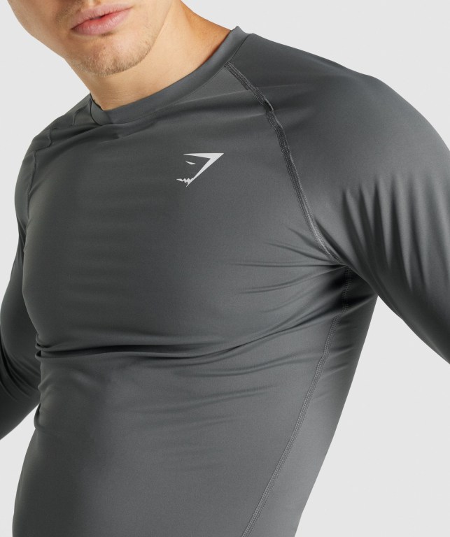 Grey Gymshark Element Baselayer Men's T Shirts | US-19OFVUA