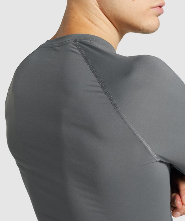 Grey Gymshark Element Baselayer Men's T Shirts | US-19OFVUA