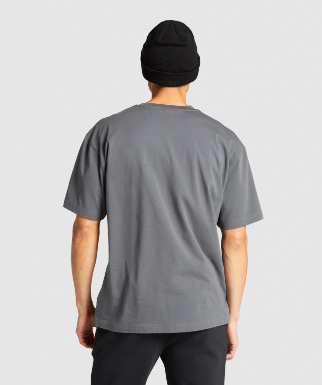 Grey Gymshark Essential Oversized Men's T Shirts | US-98GZAJD