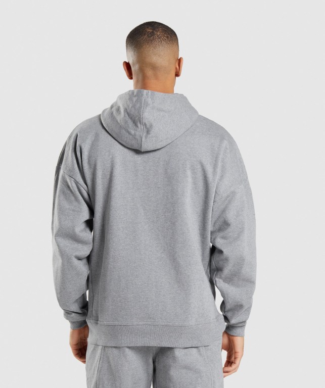 Grey Gymshark Essential Oversized Zip Up Men's Hoodies | US-04IARZO