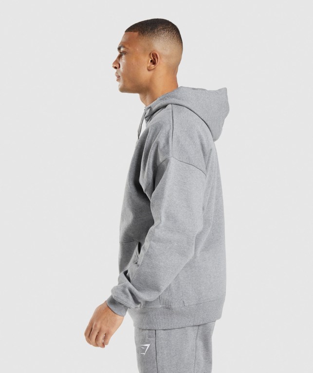 Grey Gymshark Essential Oversized Zip Up Men's Hoodies | US-04IARZO