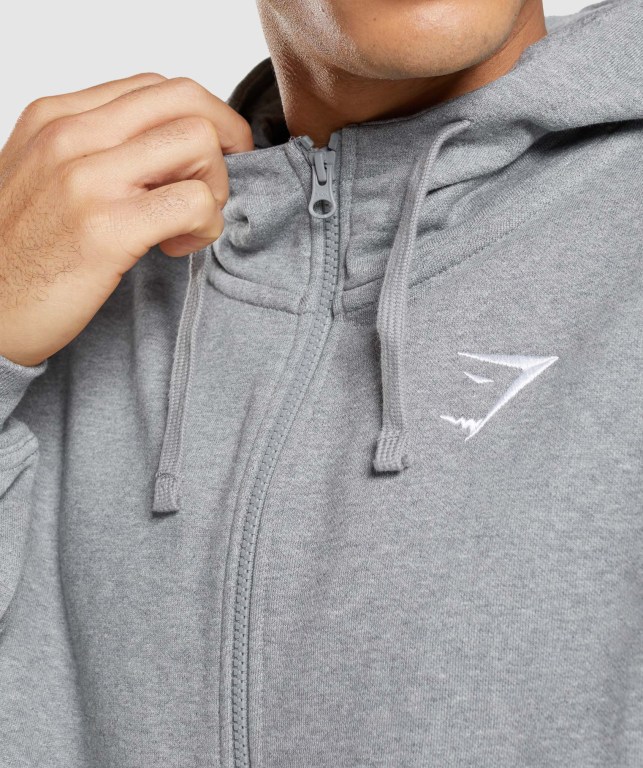 Grey Gymshark Essential Oversized Zip Up Men's Hoodies | US-04IARZO