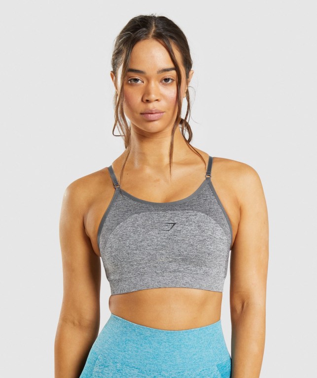 Grey Gymshark Flex Strappy Women\'s Sports Bra | US-52ZNMFC