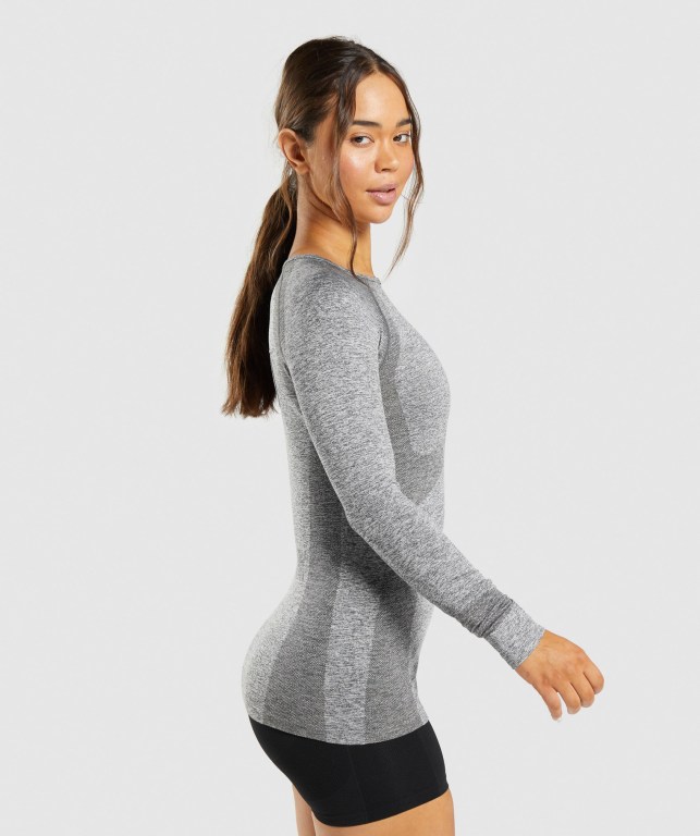 Grey Gymshark Flex Top Women's T Shirts | US-68VTYEJ