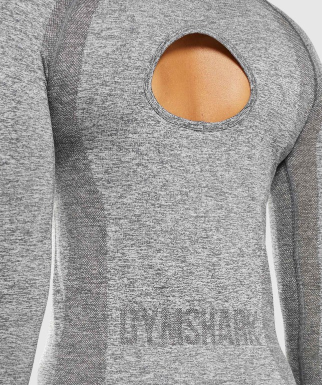 Grey Gymshark Flex Top Women's T Shirts | US-68VTYEJ