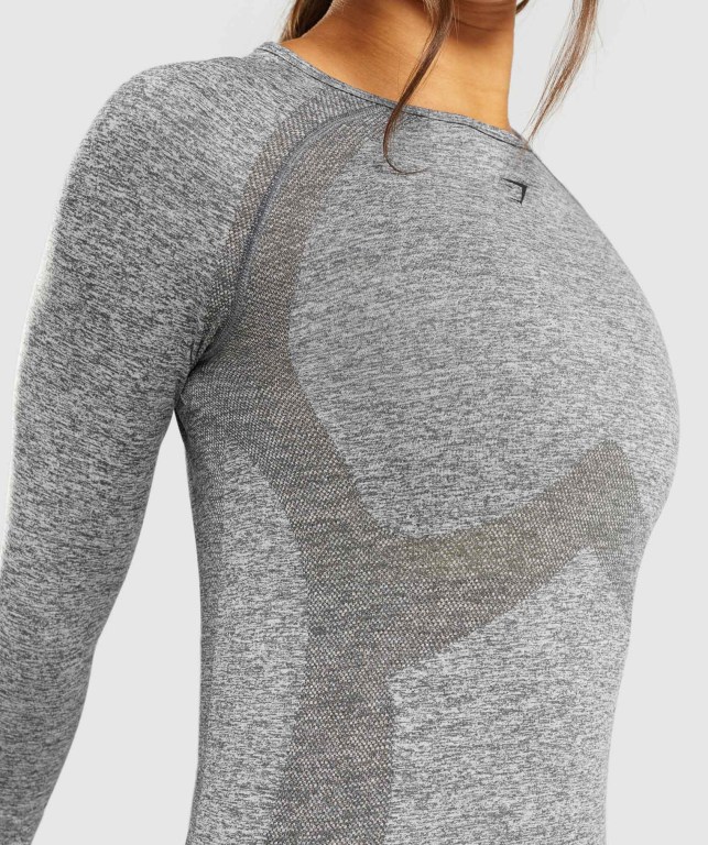 Grey Gymshark Flex Top Women's T Shirts | US-68VTYEJ