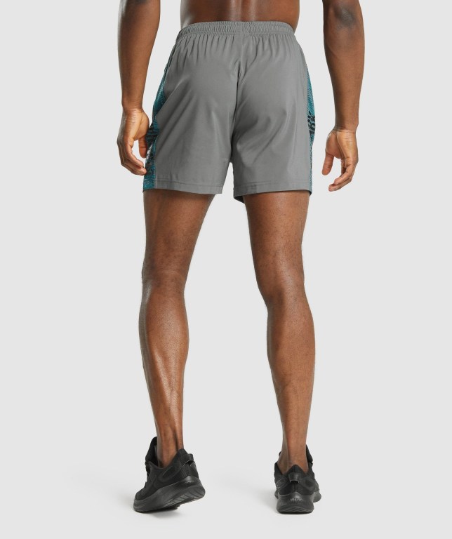 Grey Gymshark Graphic Sport Men's Shorts | US-21PFCDY