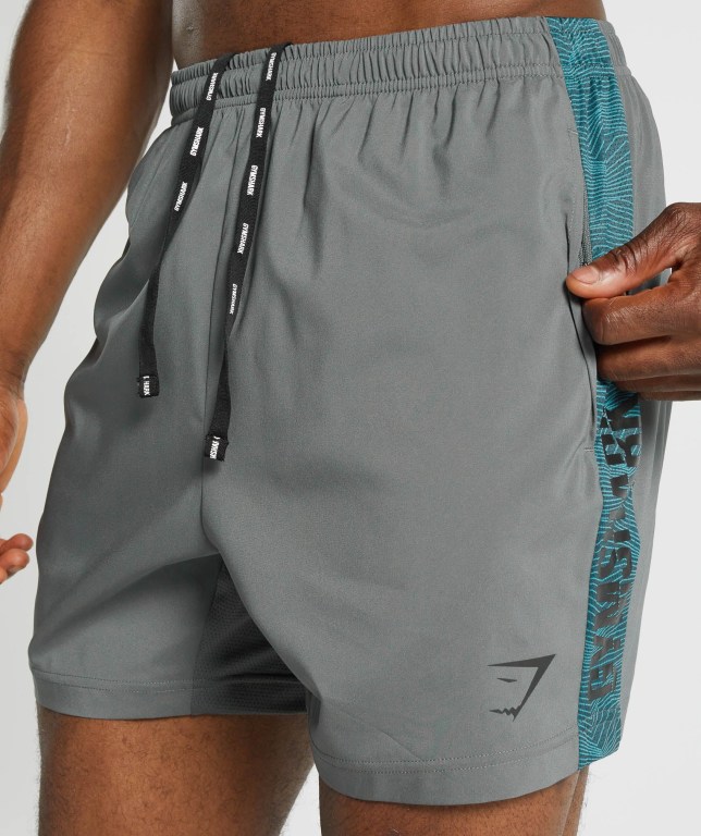 Grey Gymshark Graphic Sport Men's Shorts | US-21PFCDY