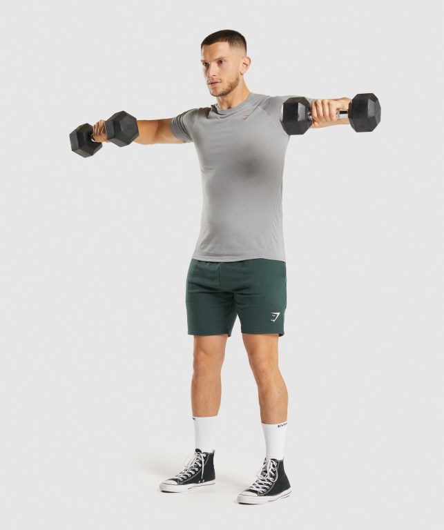 Grey Gymshark Hyper Power Men's T Shirts | US-96EGNIL