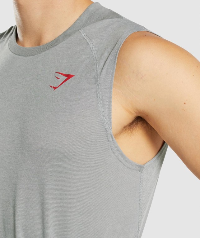 Grey Gymshark Hyper Power Men's Tank Tops | US-70KCMBY