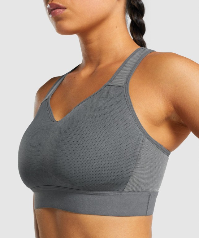 Grey Gymshark Lightweight High Support Training Women's Sports Bra | US-60BQSEP