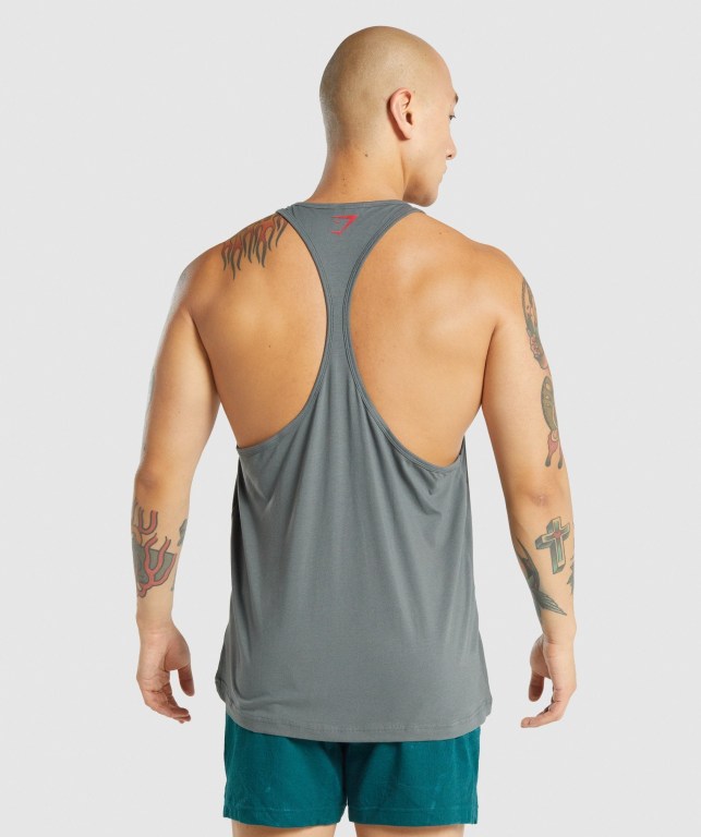 Grey Gymshark Power Men's Tank Tops | US-45WKMYB