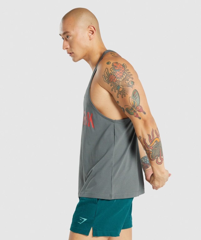 Grey Gymshark Power Men's Tank Tops | US-45WKMYB