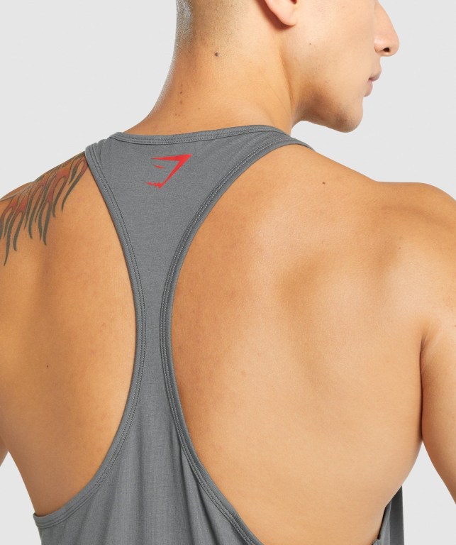 Grey Gymshark Power Men's Tank Tops | US-45WKMYB