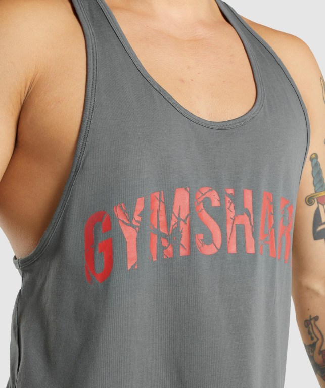 Grey Gymshark Power Men's Tank Tops | US-45WKMYB