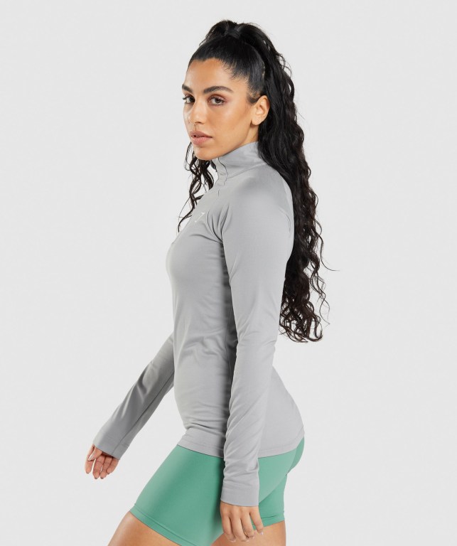 Grey Gymshark Training 1/4 Zip Women's Hoodies | US-81BLRKC