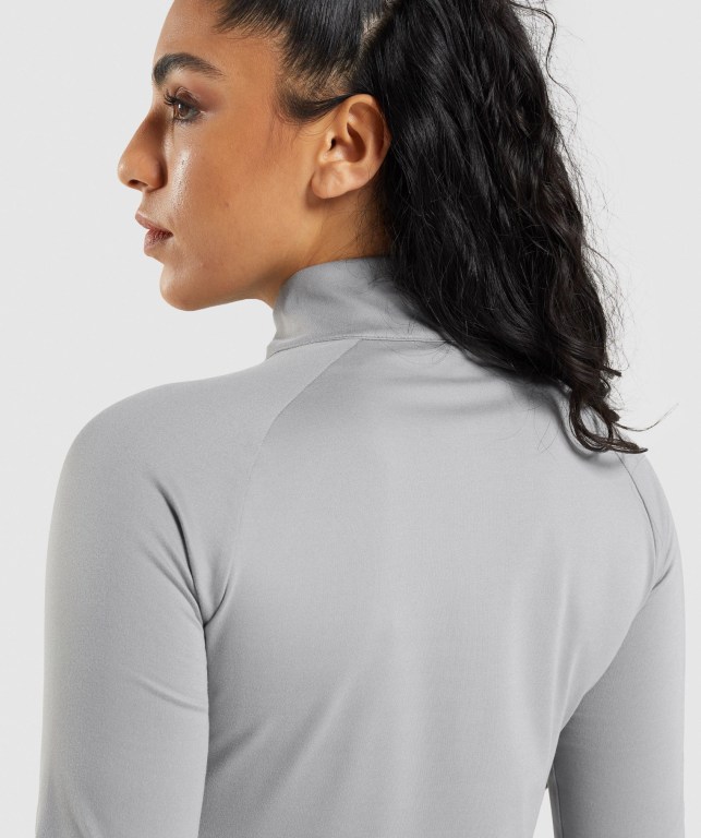 Grey Gymshark Training 1/4 Zip Women's Hoodies | US-81BLRKC