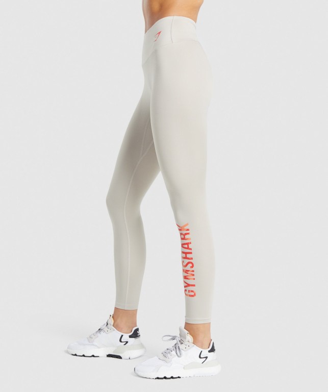 Grey Gymshark Training Graphic High Waisted Women's Leggings | US-73BTQNE