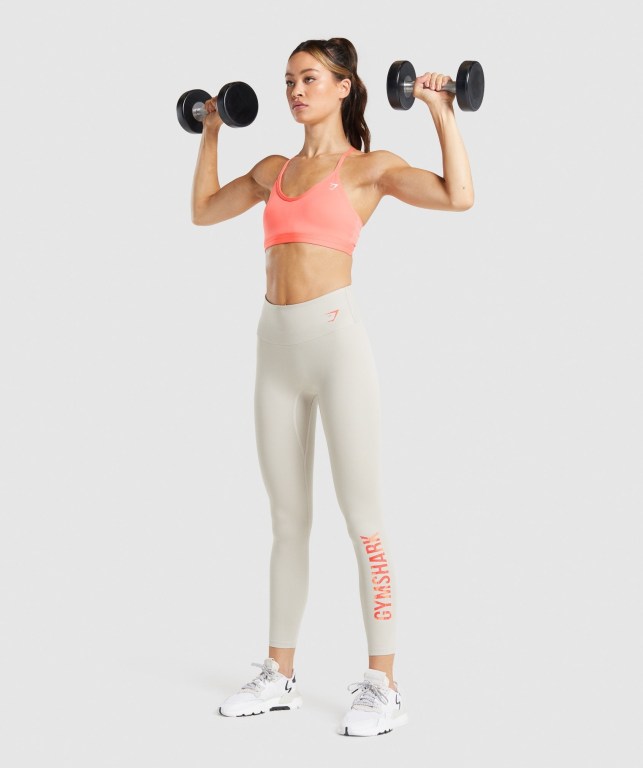 Grey Gymshark Training Graphic High Waisted Women's Leggings | US-73BTQNE