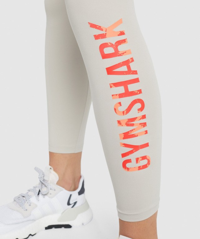 Grey Gymshark Training Graphic High Waisted Women's Leggings | US-73BTQNE