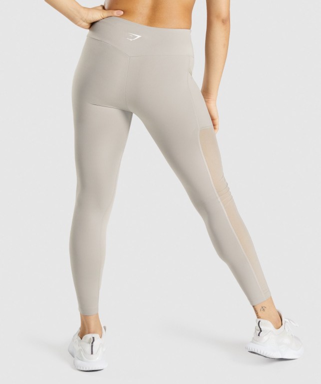 Grey Gymshark Training Mesh Pocket High Waisted Women's Leggings | US-46YKOAX