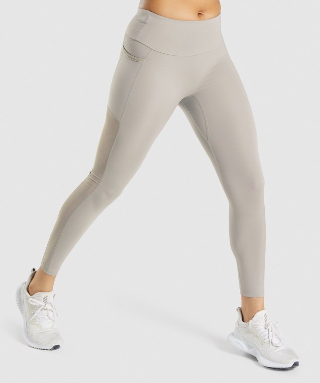 Grey Gymshark Training Mesh Pocket High Waisted Women's Leggings | US-46YKOAX