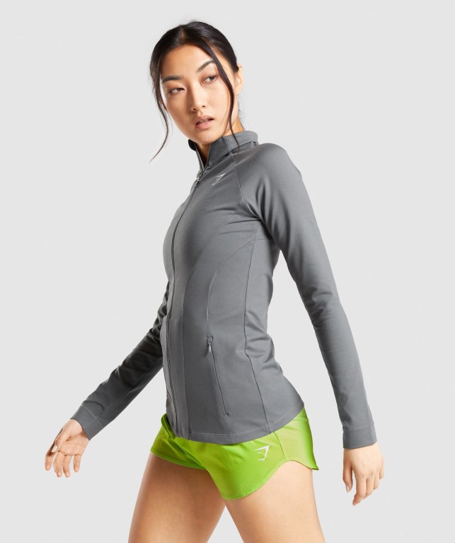 Grey Gymshark Training Zip Up Women's Jackets | US-25YXAZP