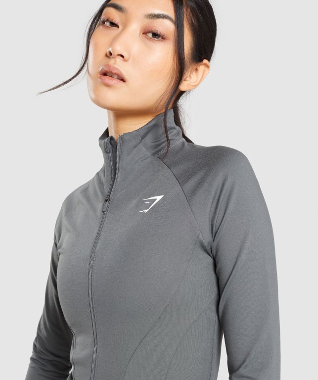 Grey Gymshark Training Zip Up Women's Jackets | US-25YXAZP