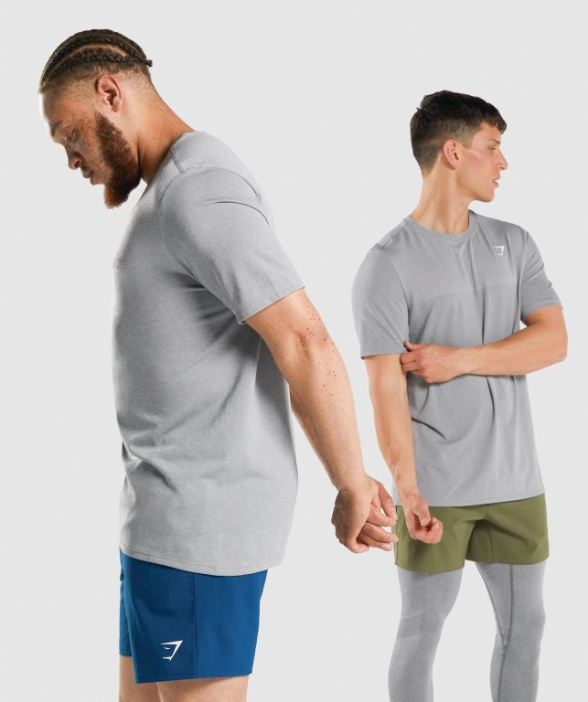 Grey Gymshark Vital Men's T Shirts | US-48UJXDA