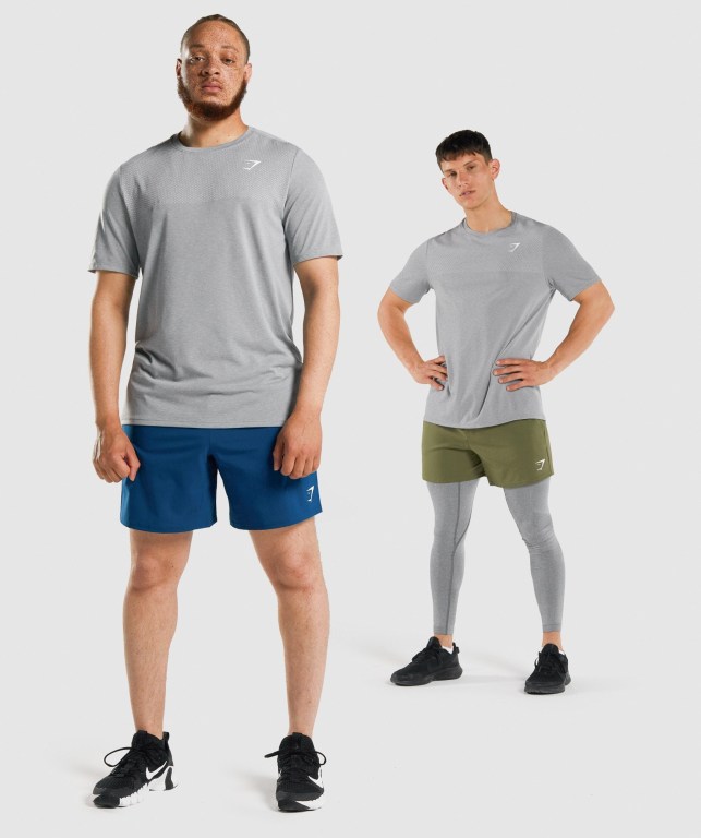 Grey Gymshark Vital Men's T Shirts | US-48UJXDA