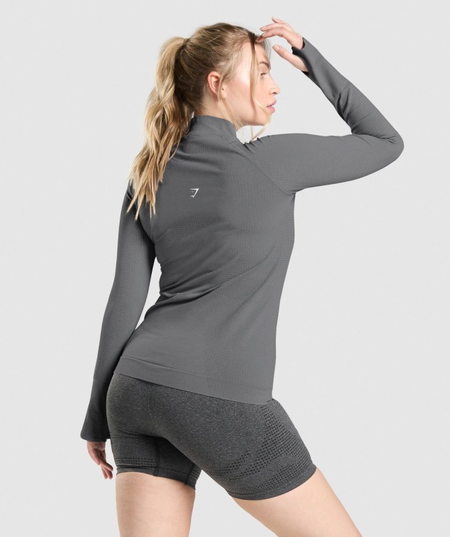 Grey Gymshark Vital Seamless 2.0 1/2 Zip Women's Hoodies | US-06ITMXL