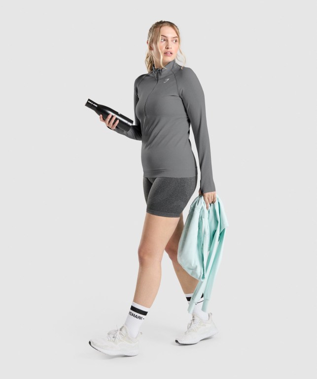 Grey Gymshark Vital Seamless 2.0 1/2 Zip Women's Hoodies | US-06ITMXL