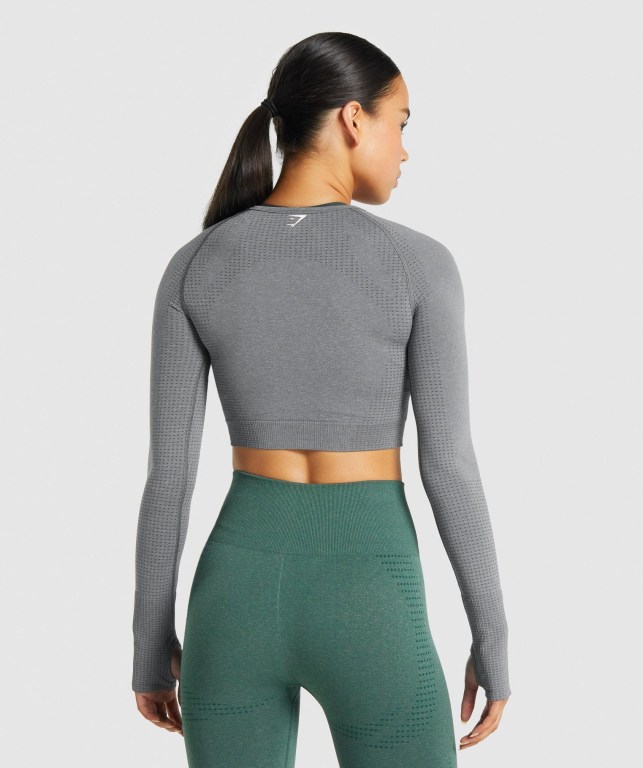 Grey Gymshark Vital Seamless 2.0 Crop Top Women's Sweatshirts | US-12KEYWS