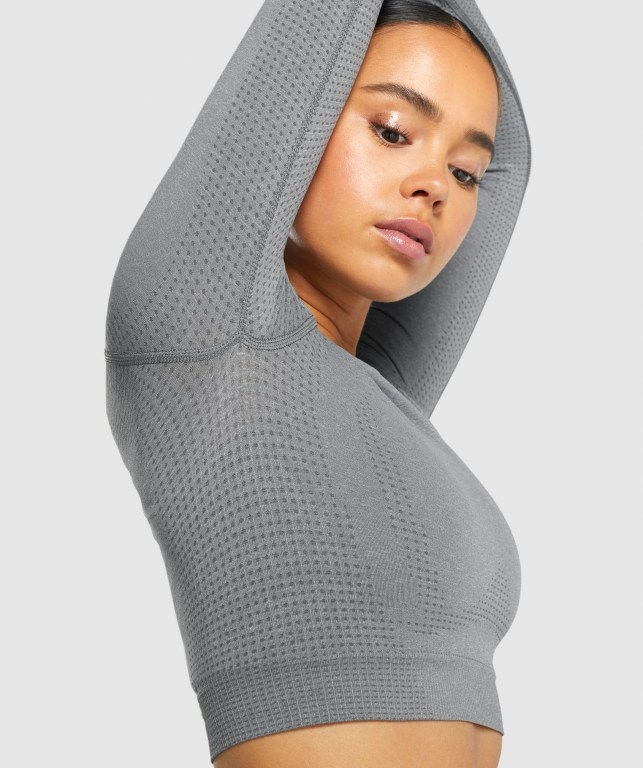 Grey Gymshark Vital Seamless 2.0 Crop Top Women's Sweatshirts | US-12KEYWS