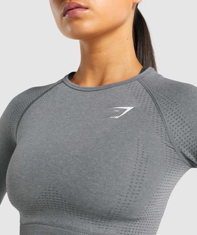 Grey Gymshark Vital Seamless 2.0 Crop Top Women's Sweatshirts | US-12KEYWS