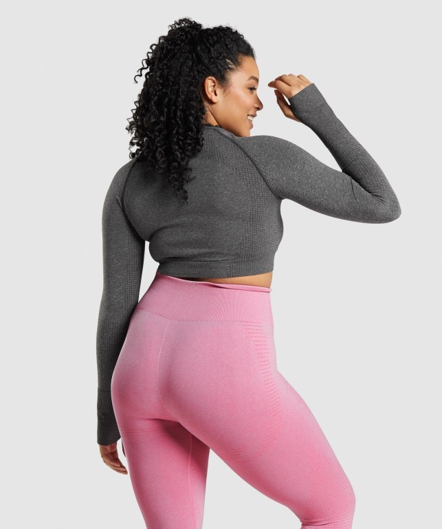 Grey Gymshark Vital Seamless 2.0 Crop Top Women's Sweatshirts | US-86ELIMR