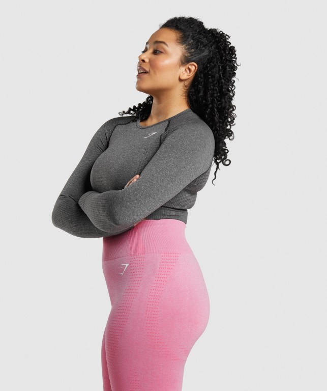 Grey Gymshark Vital Seamless 2.0 Crop Top Women's Sweatshirts | US-86ELIMR