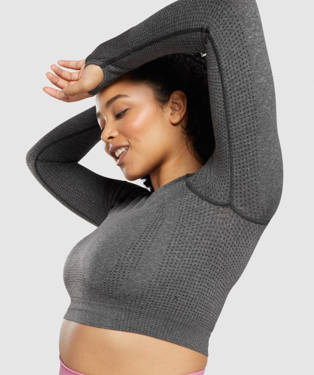 Grey Gymshark Vital Seamless 2.0 Crop Top Women's Sweatshirts | US-86ELIMR