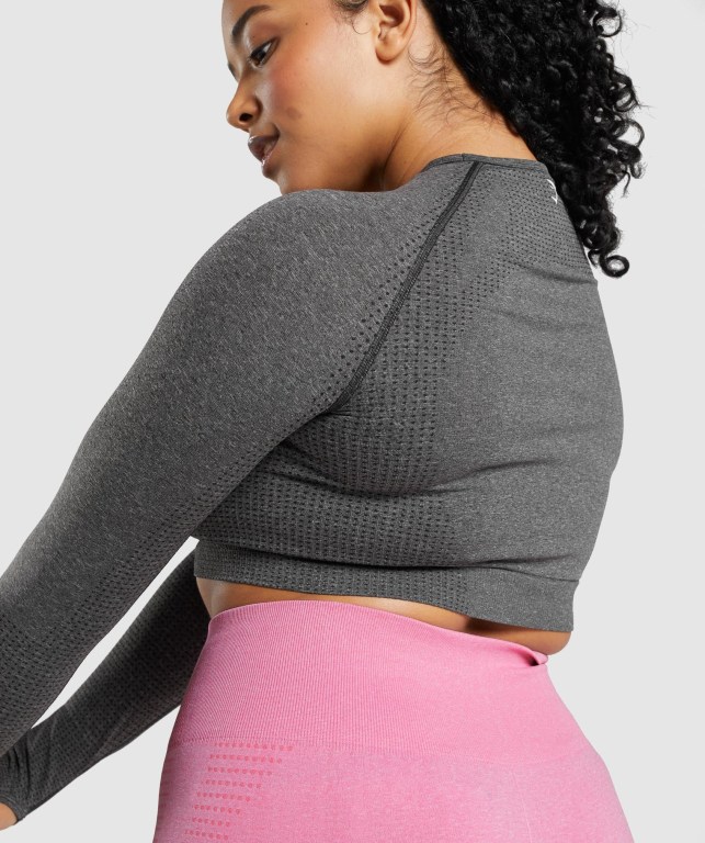 Grey Gymshark Vital Seamless 2.0 Crop Top Women's Sweatshirts | US-86ELIMR